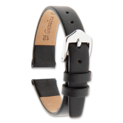 Gilden 8mm Black Classic Calfskin Leather with Silver-tone Aluminum Buckle 6.6 inch Watch Band