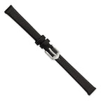 Black Calfskin Leather Watch Band with Silver-Tone Buckle, 10mm - Sophia Jewelers