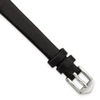 Black Calfskin Leather Watch Band with Silver-Tone Buckle, 10mm - Sophia Jewelers