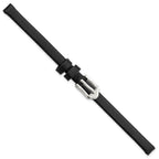 Black Calfskin Leather Watch Band with Silver-Tone Buckle 6mm