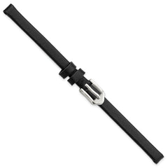 Gilden 6mm Black Classic Calfskin Leather with Silver-tone Aluminum Buckle 6.6 inch Band