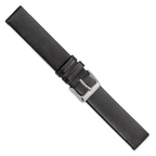 18mm Black Italian Calfskin Leather with Square End Silver-tone Buckle 7.75 inch Watch Band