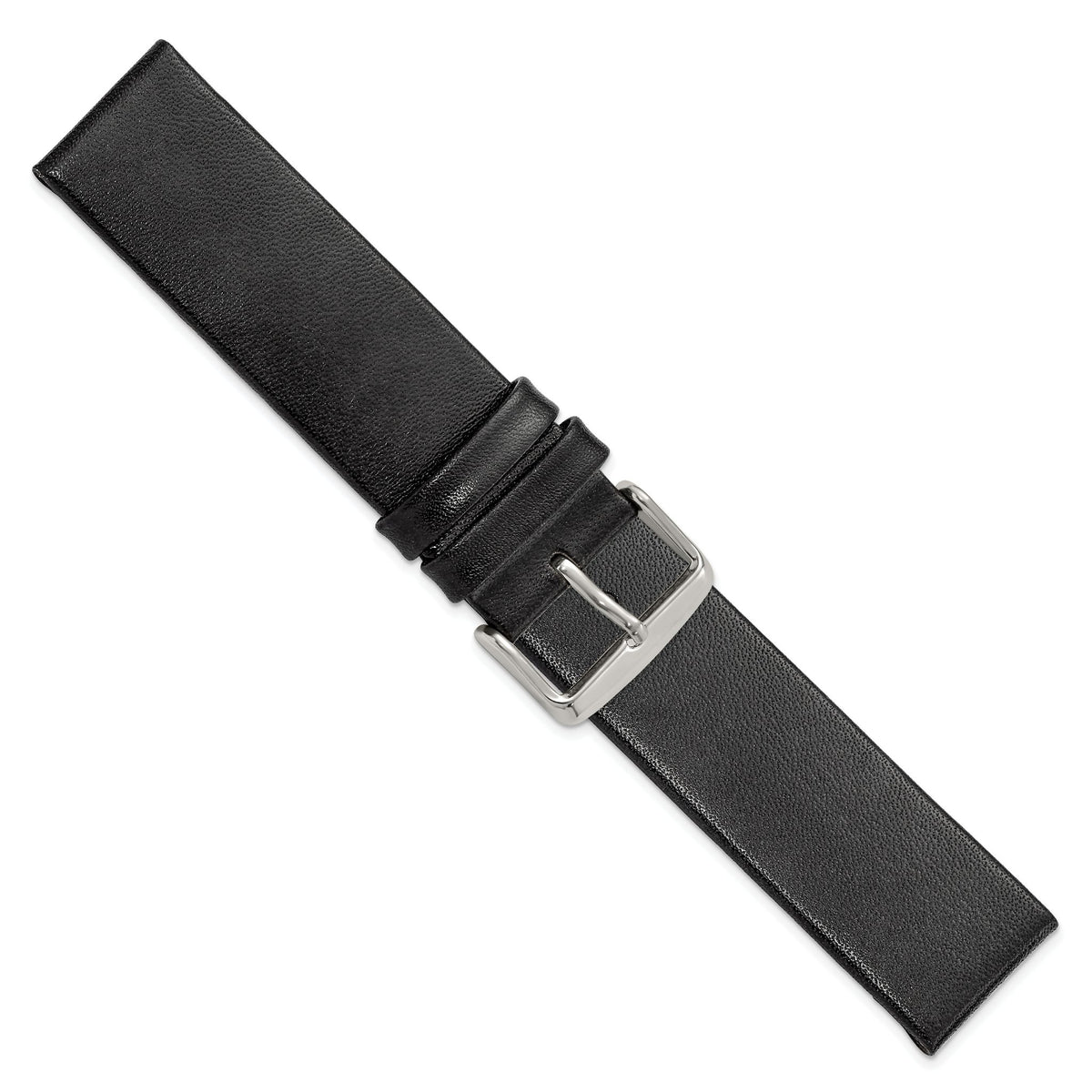 Italian Calfskin Watch Band in Black with Silver-Tone Buckle, 20mm - Sophia Jewelers