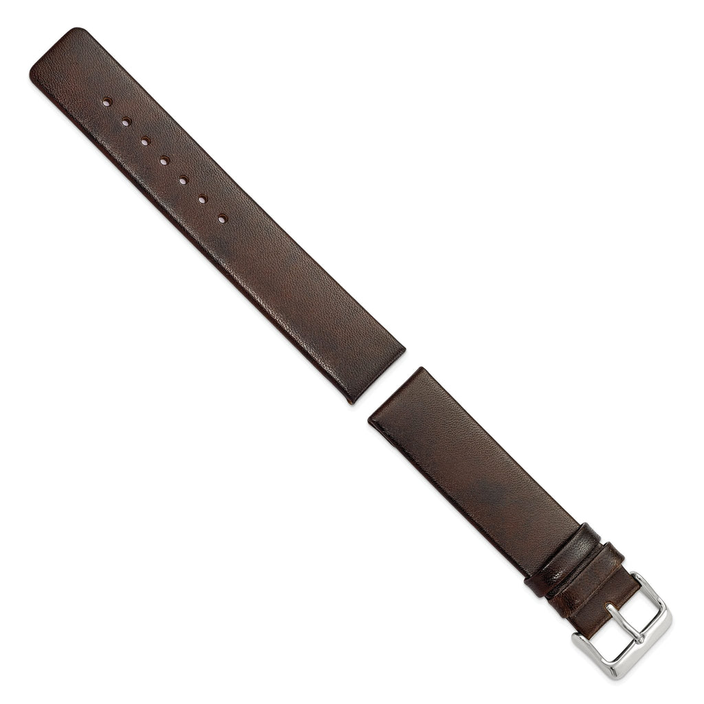 Italian Calfskin Watch Band in Dark Brown, 20mm - Sophia Jewelers