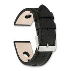 18mm Black Grand Prix Leather with Black Stitching and Silver-tone Buckle 7.5 inch Watch Band