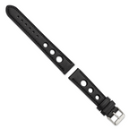 18mm Black Grand Prix Leather with Black Stitching and Silver-tone Buckle 7.5 inch Watch Band