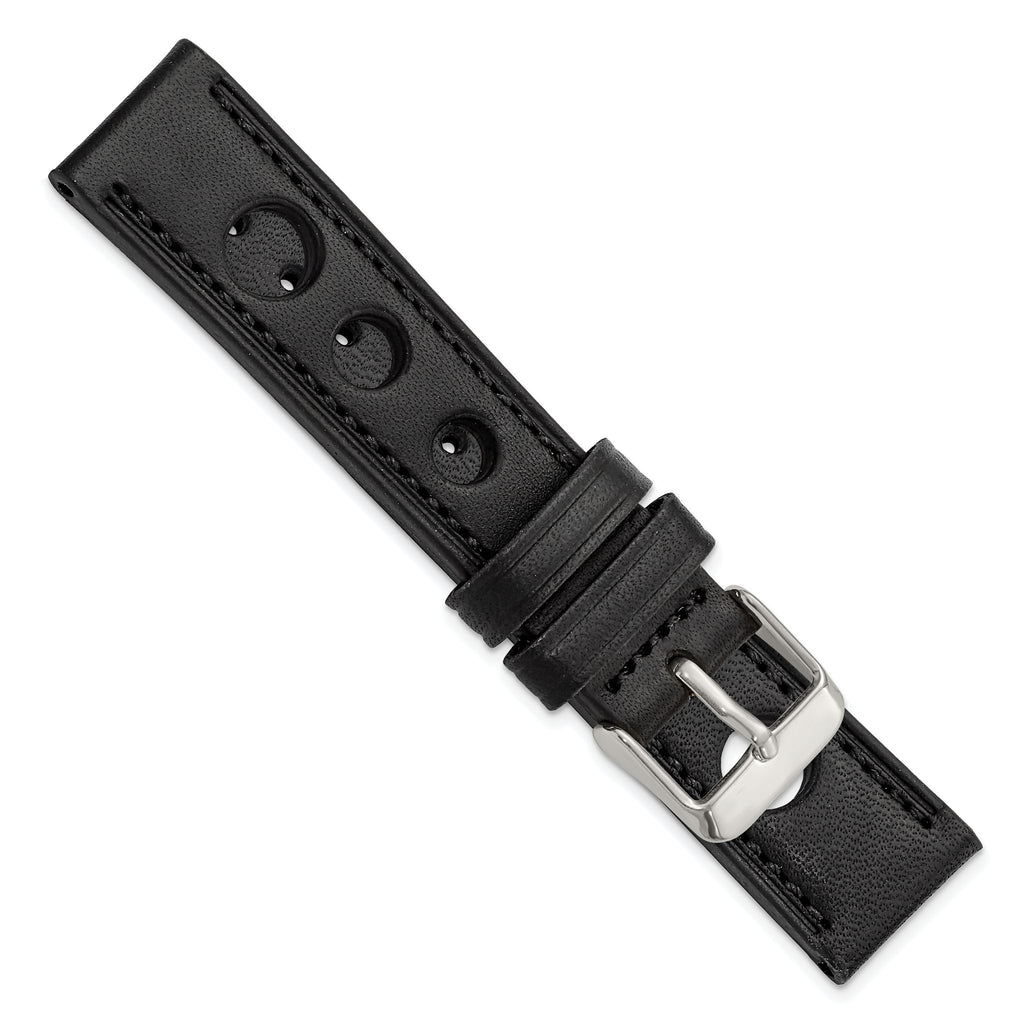 Grand Prix Leather Watch Band in Black, 20mm - Sophia Jewelers