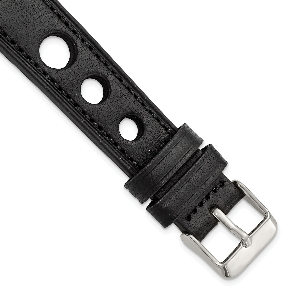 Grand Prix Leather Watch Band in Black, 20mm - Sophia Jewelers