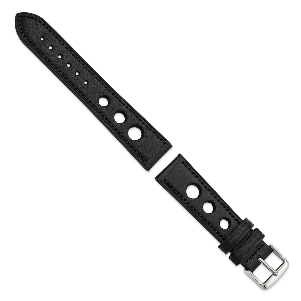 Grand Prix Leather Watch Band in Black, 20mm - Sophia Jewelers