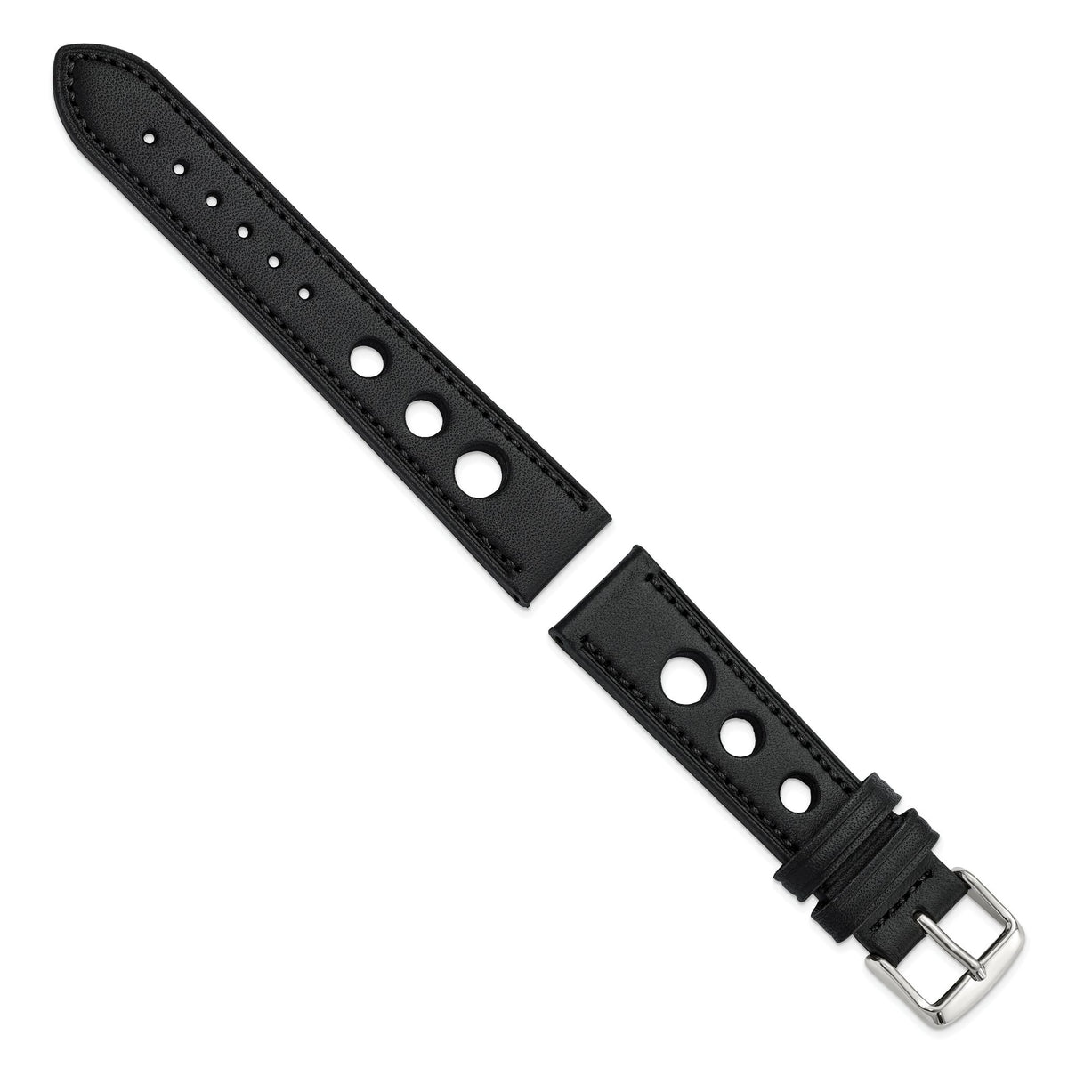 Grand Prix Leather Watch Band in Black, 20mm - Sophia Jewelers