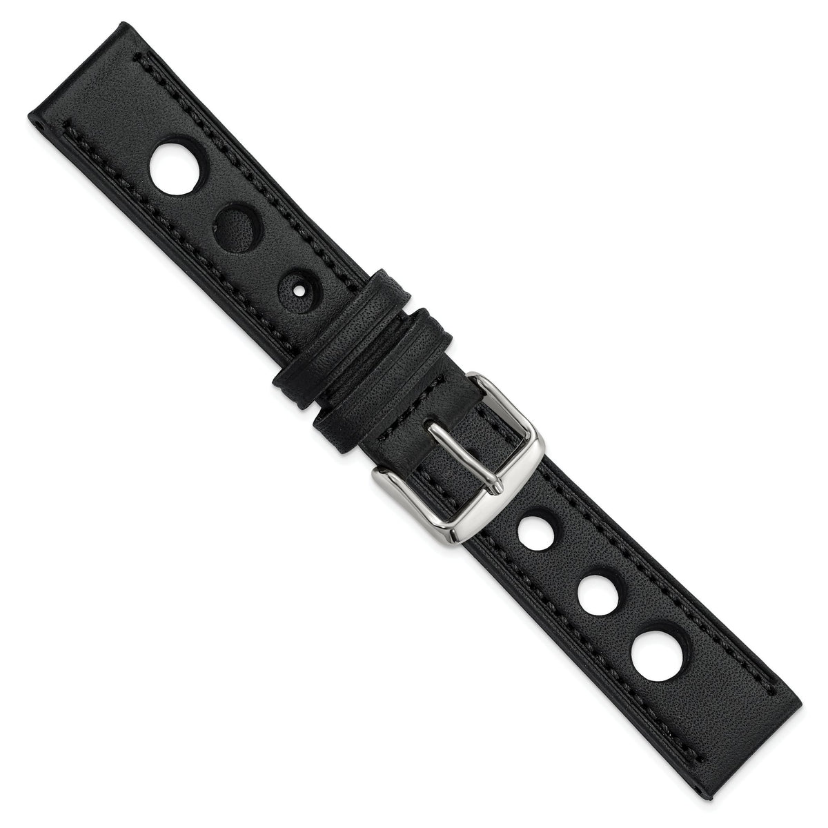 Grand Prix Leather Watch Band in Black, 20mm - Sophia Jewelers