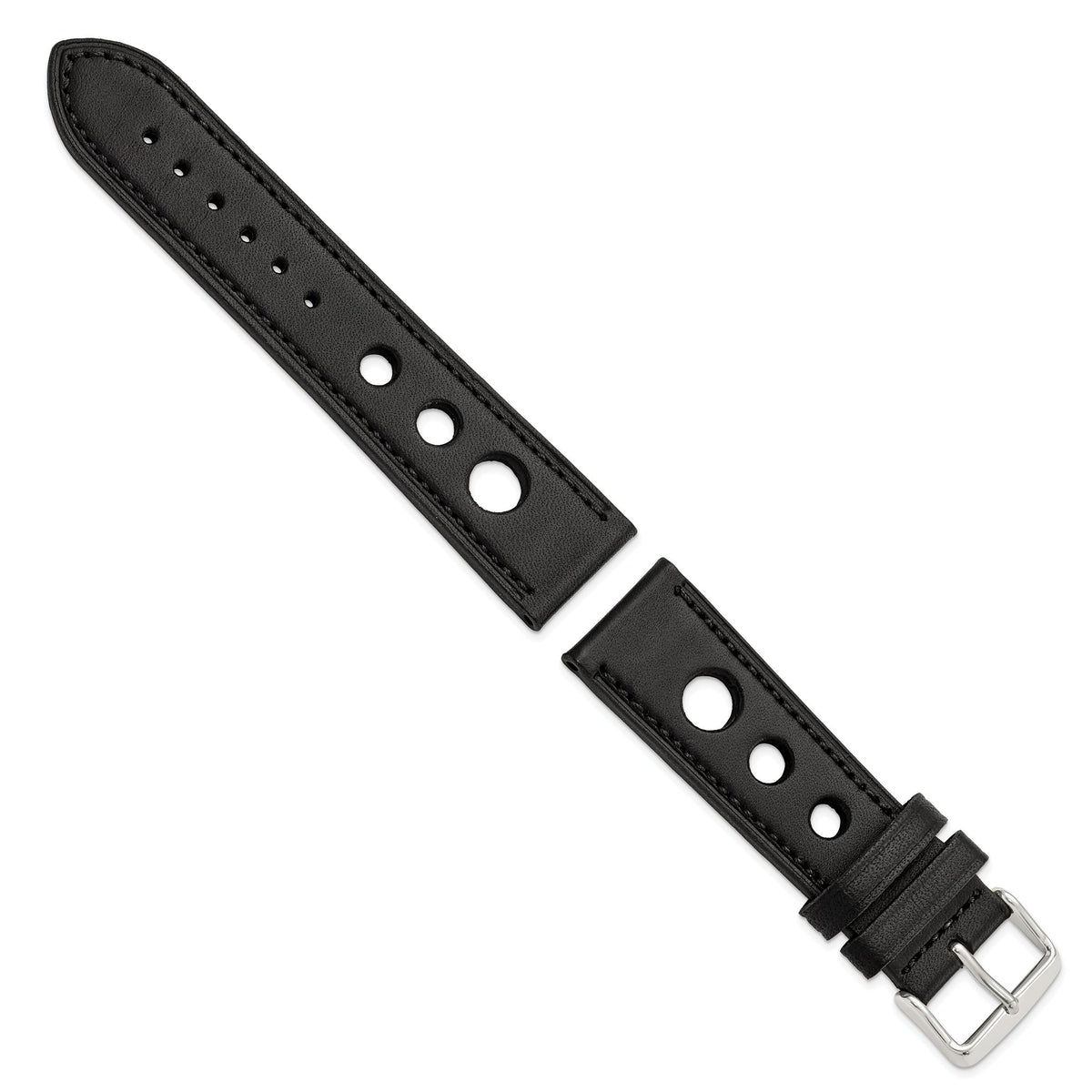 Grand Prix Leather Watch Band in Black, 20mm - Sophia Jewelers