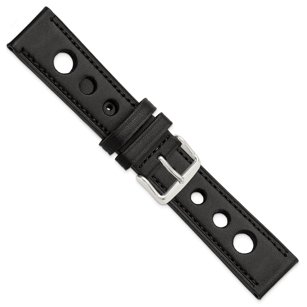 Grand Prix Leather Watch Band in Black, 20mm - Sophia Jewelers