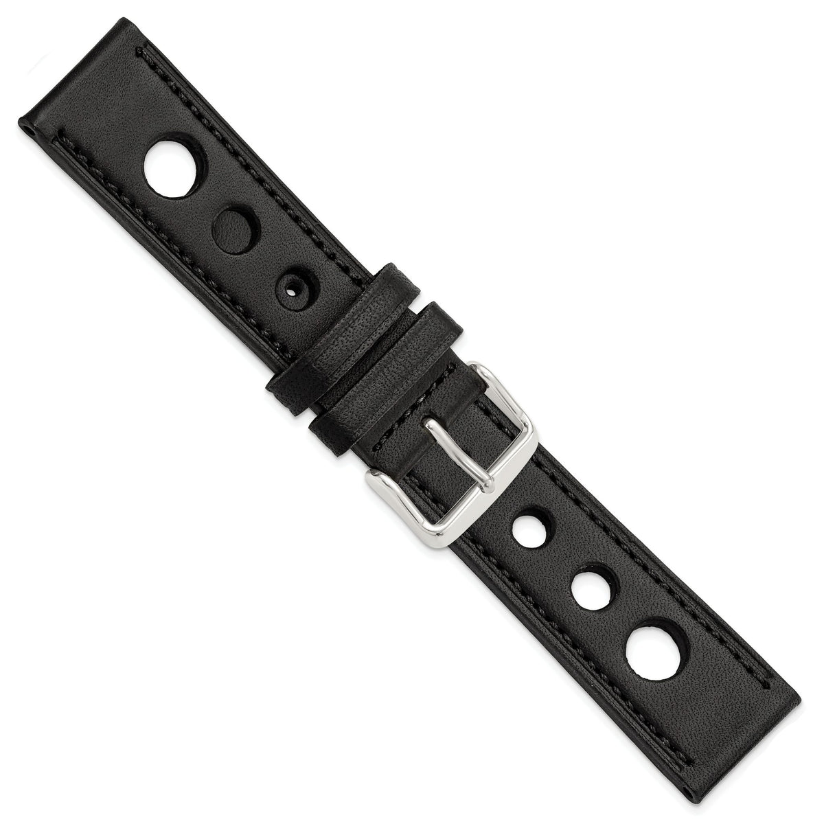 Grand Prix Leather Watch Band in Black, 20mm - Sophia Jewelers