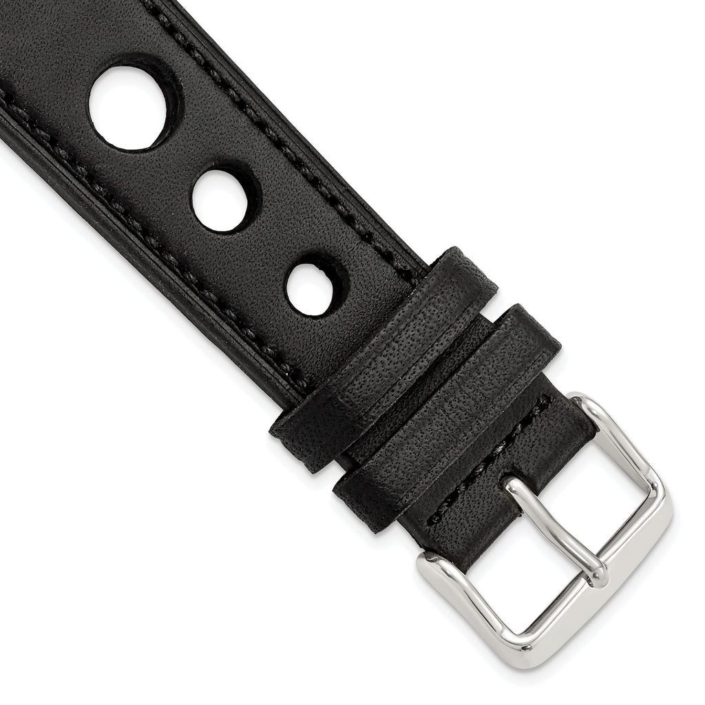 Grand Prix Leather Watch Band in Black, 20mm - Sophia Jewelers