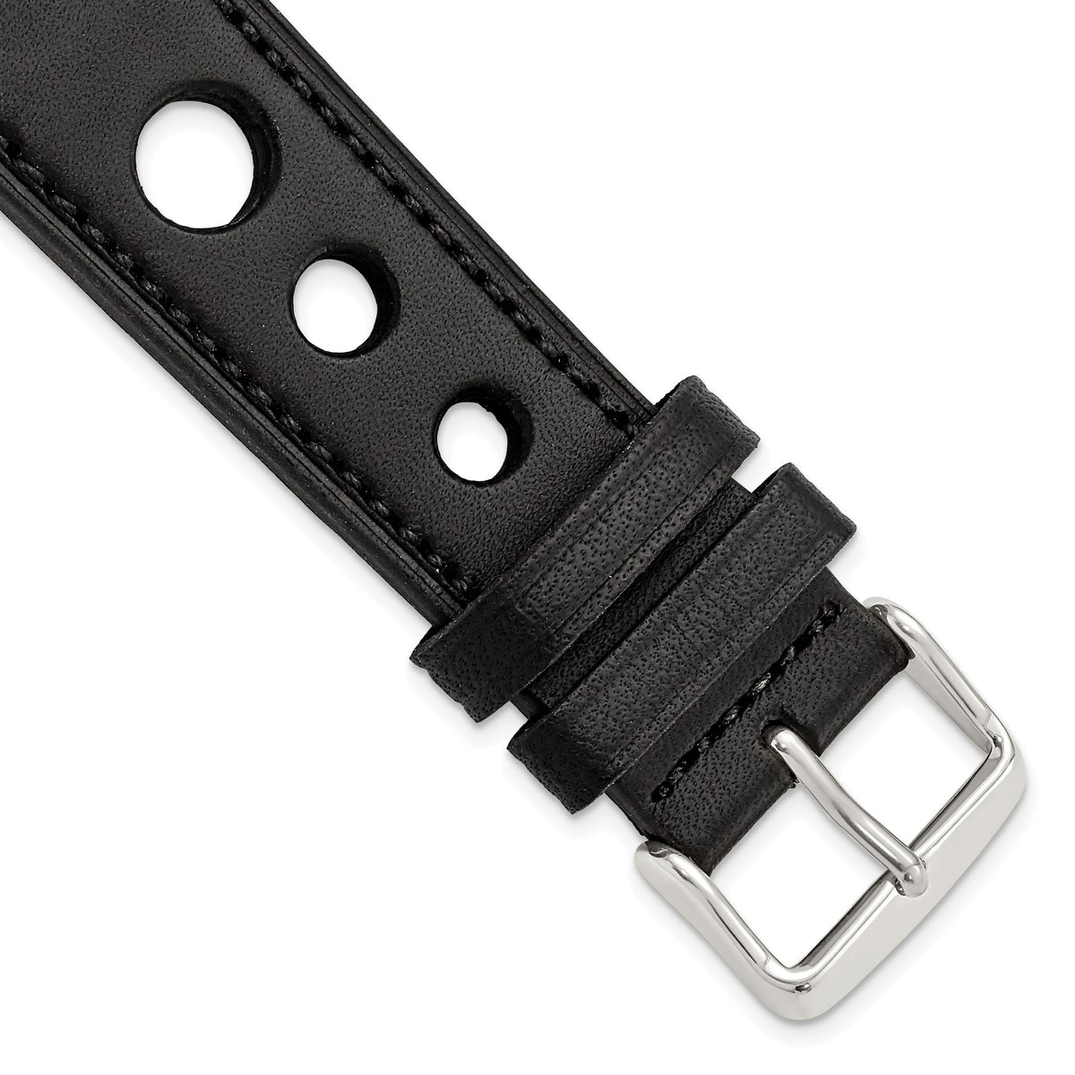 Grand Prix Leather Watch Band in Black, 20mm - Sophia Jewelers
