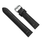 18mm Black Nylon Canvas with Black Leather Lining and Brushed Stainless Steel Buckle 7.75 inch Watch Band
