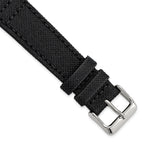 18mm Black Nylon Canvas with Black Leather Lining and Brushed Stainless Steel Buckle 7.75 inch Watch Band