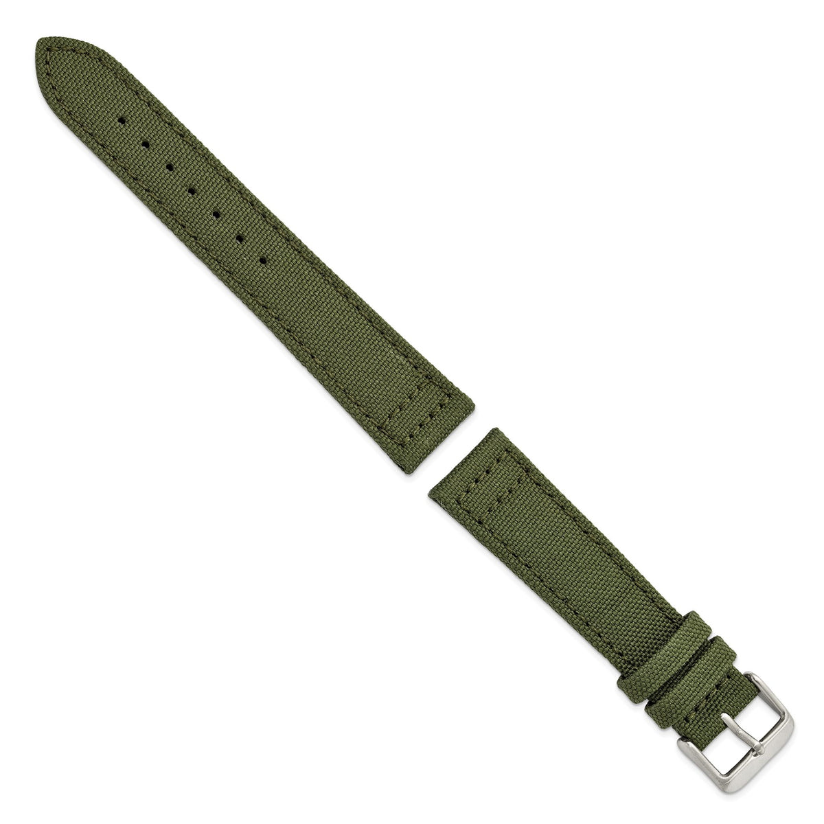 Olive Canvas Watch Band in Nylon with Stainless Steel Buckle, 22mm - Sophia Jewelers