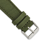 Olive Canvas Watch Band in Nylon with Stainless Steel Buckle, 22mm