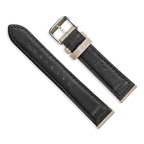 18mm Beige Nylon Canvas with Black Leather Lining and Brushed Stainless Steel Buckle 7.75 inch Watch Band