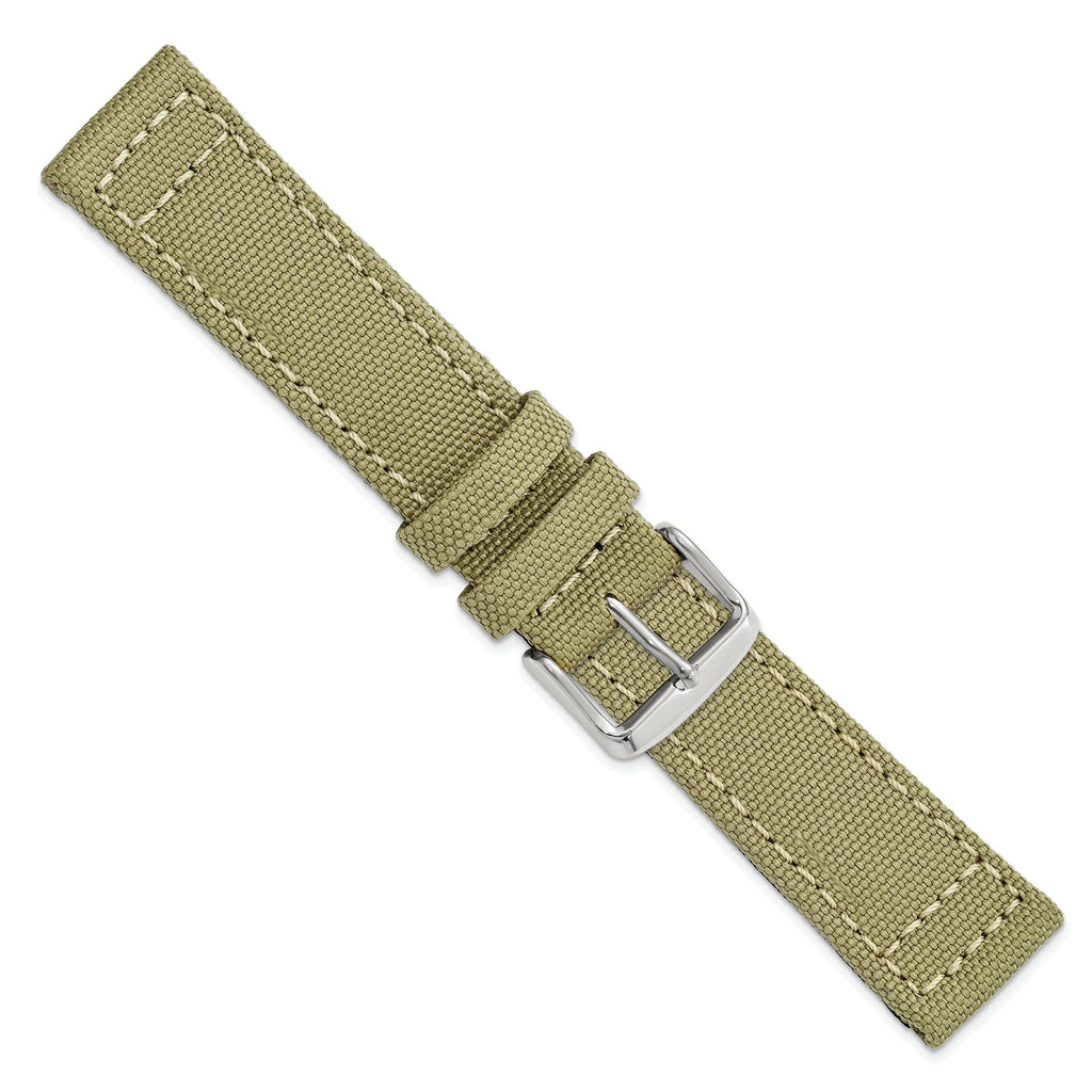 Beige Nylon Canvas Watch Band in Fabric with Black Leather Lining - Sophia Jewelers