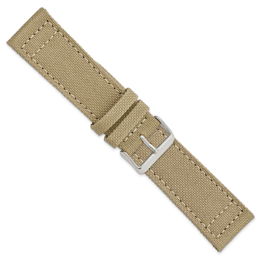 Beige Nylon Canvas Watch Band in Fabric with Black Leather Lining - Sophia Jewelers