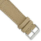 Beige Nylon Canvas Watch Band with Leather Lining, 20mm