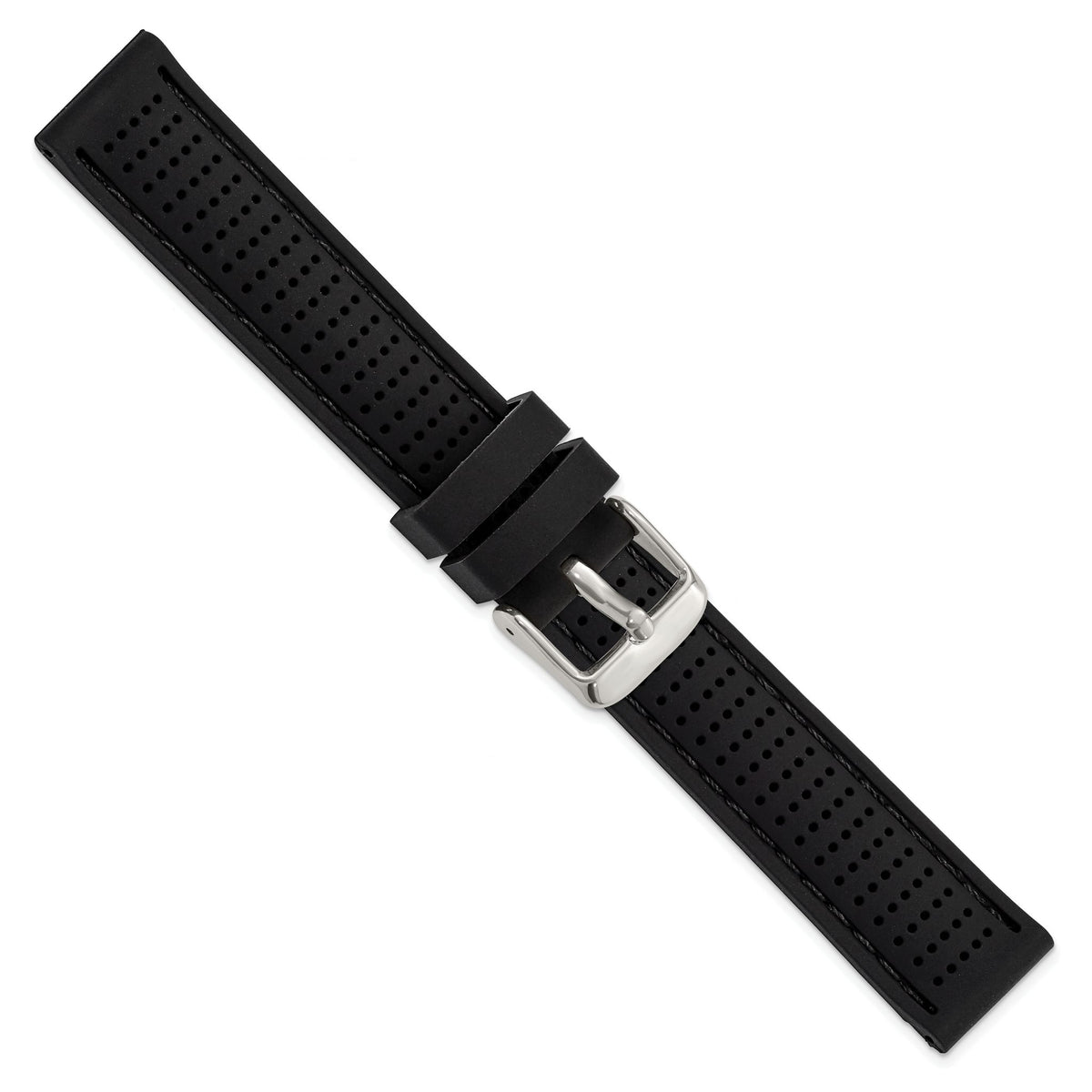Ventilated Silicone Watch Band in Black, 24mm - Sophia Jewelers