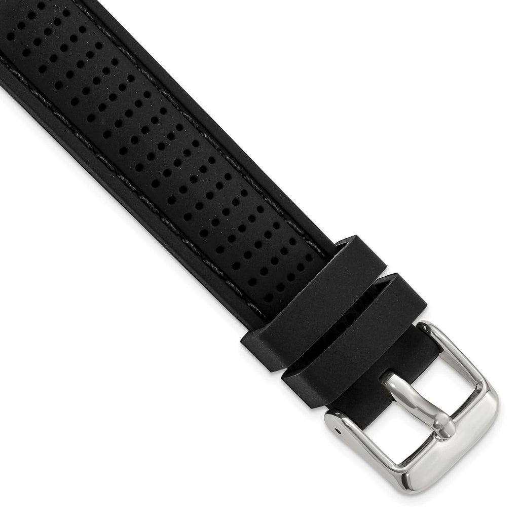 Ventilated Silicone Watch Band in Black, 24mm - Sophia Jewelers