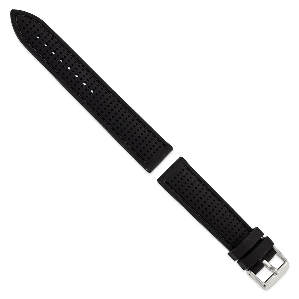 Ventilated Silicone Watch Band in Black, 24mm - Sophia Jewelers