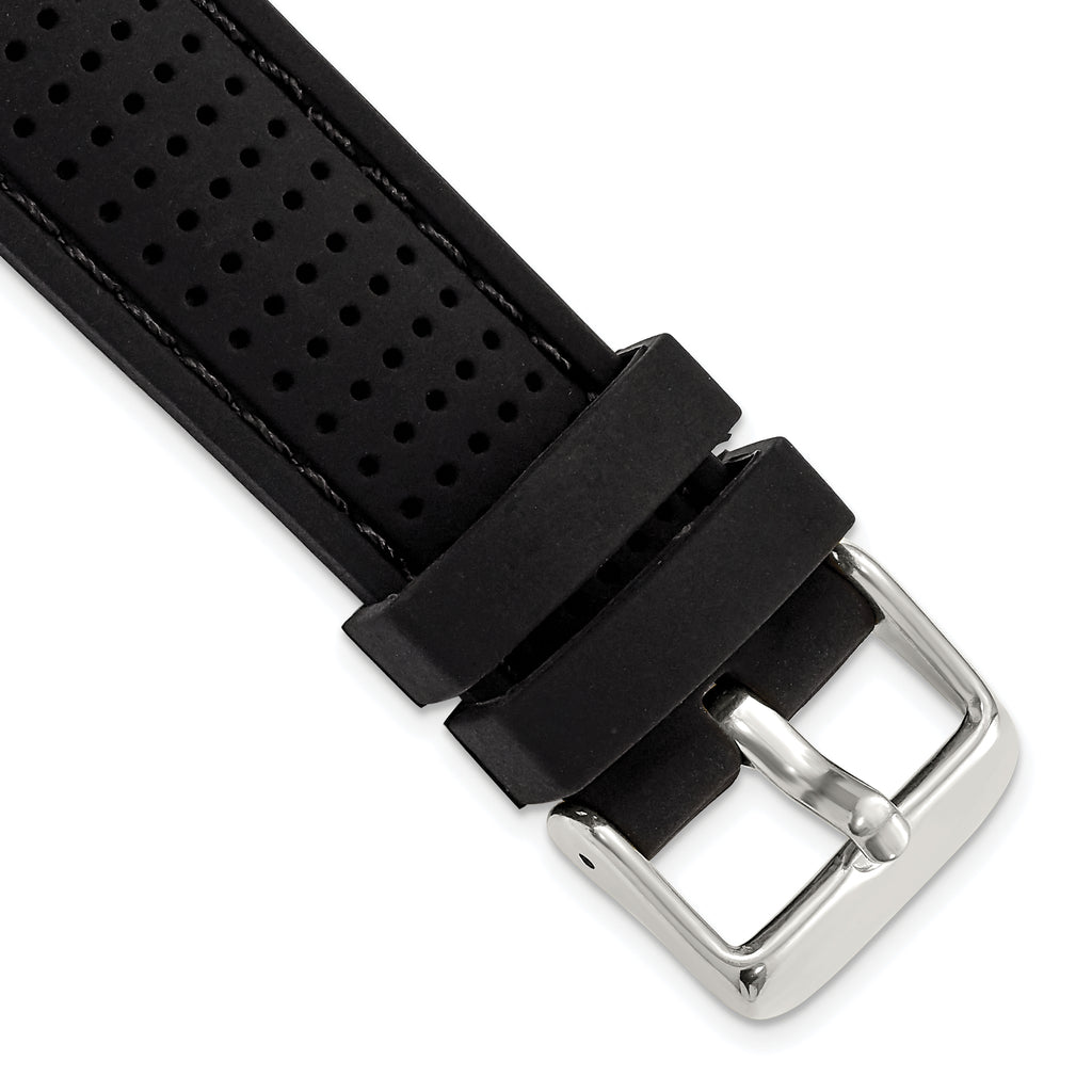 Ventilated Silicone Watch Band in Black, 24mm