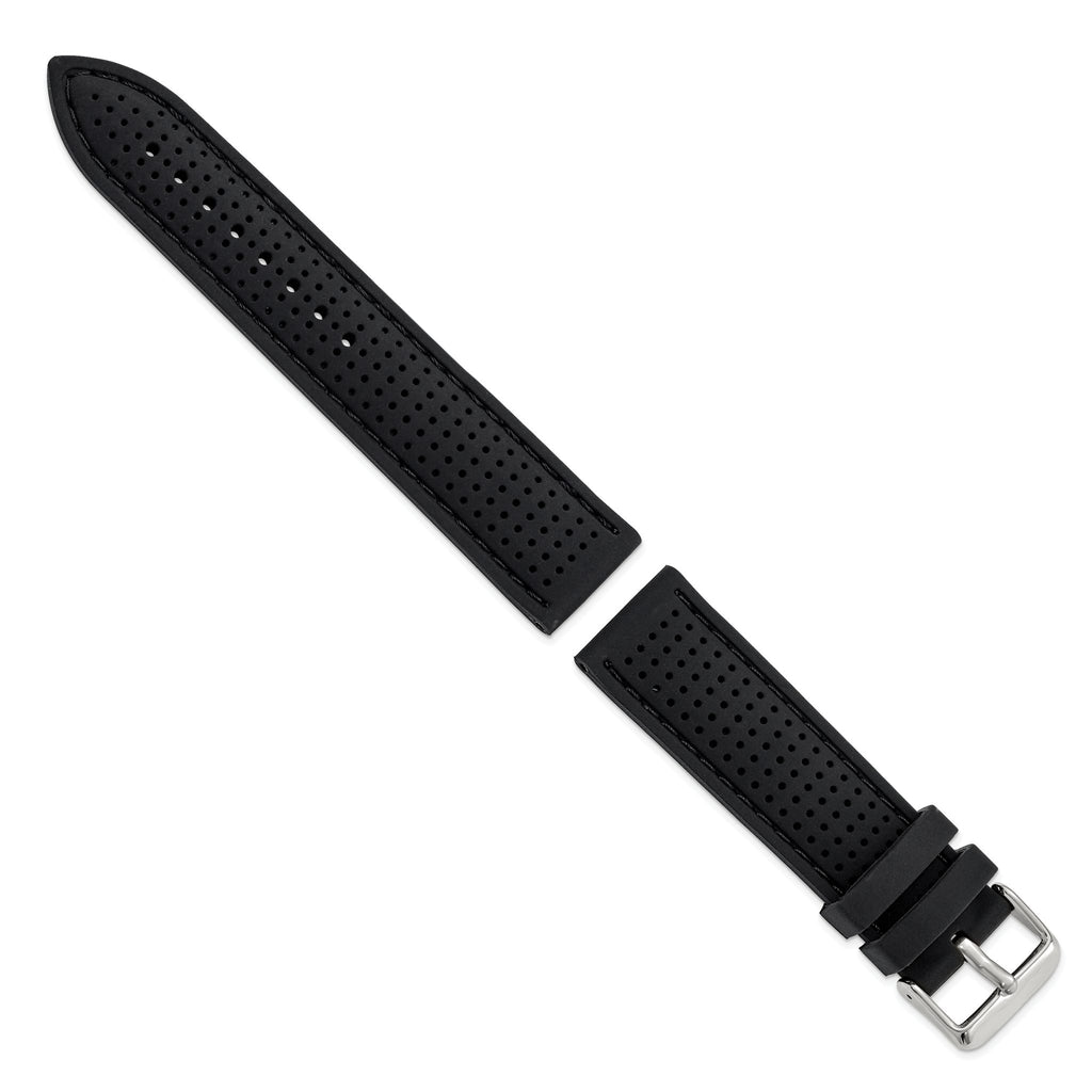 Ventilated Silicone Watch Band in Black, 24mm - Sophia Jewelers