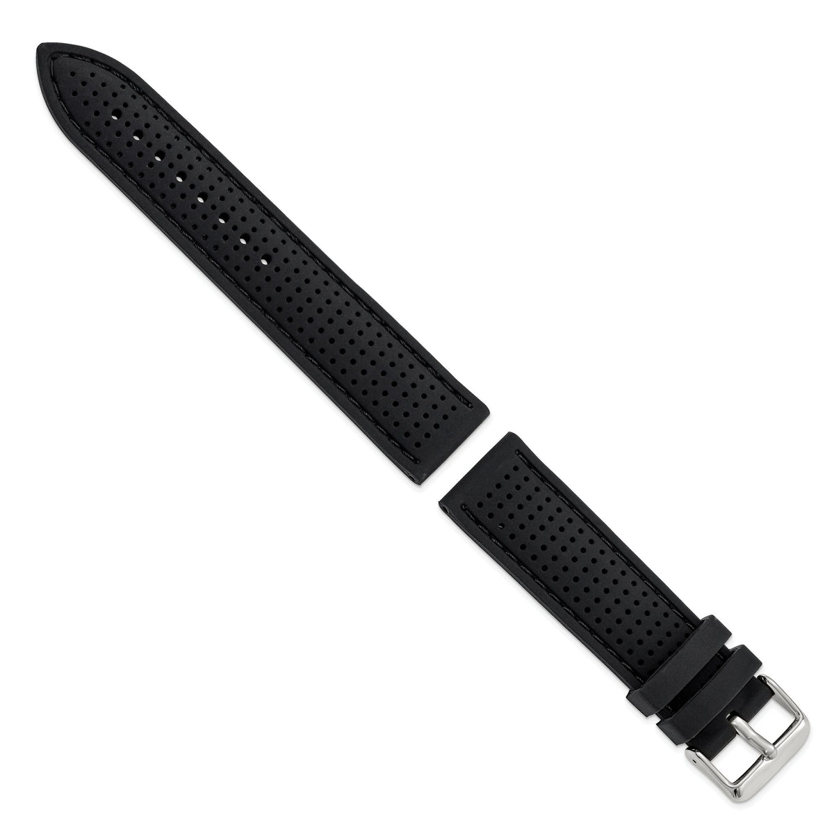 Ventilated Silicone Watch Band in Black, 24mm - Sophia Jewelers