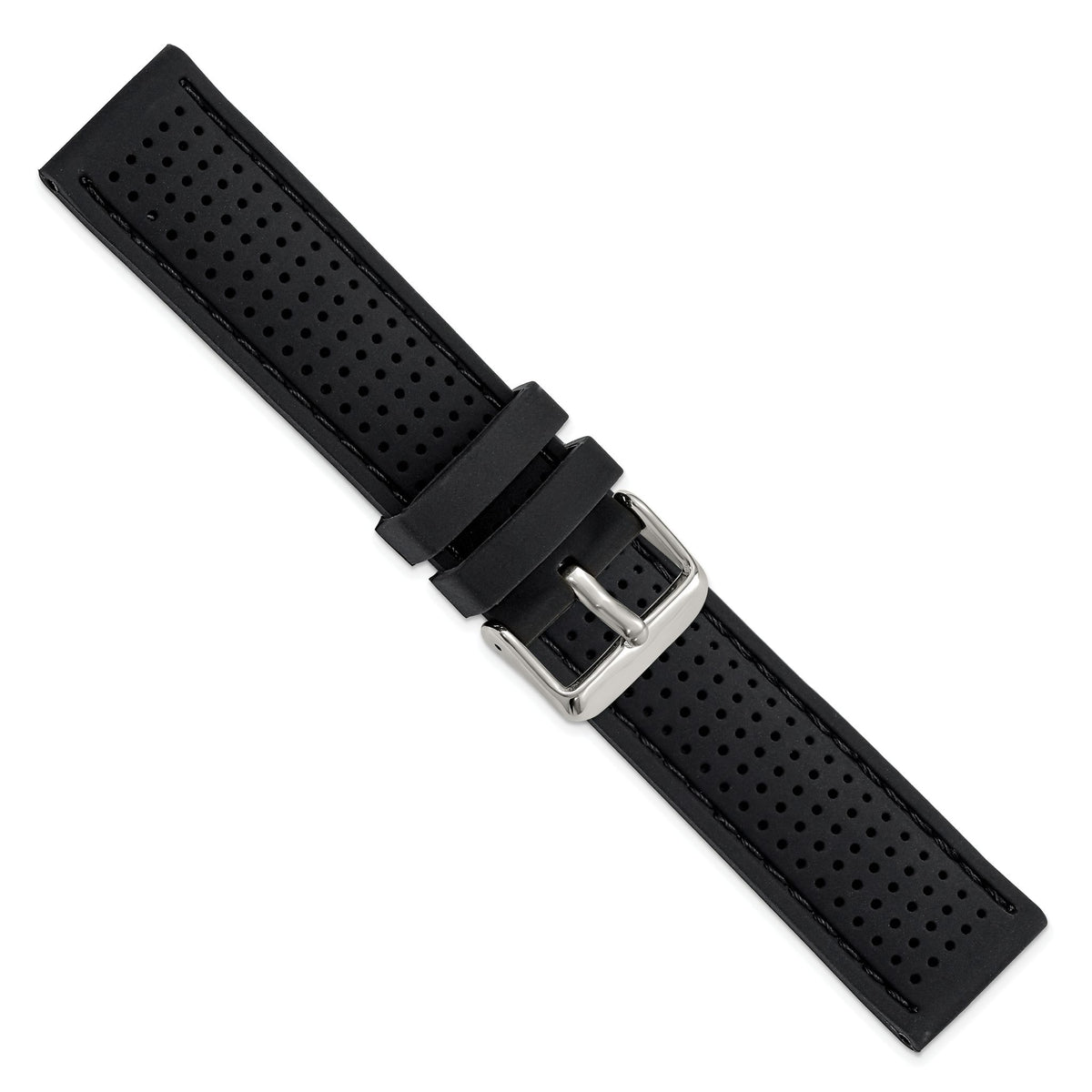 Ventilated Silicone Watch Band in Black, 24mm - Sophia Jewelers