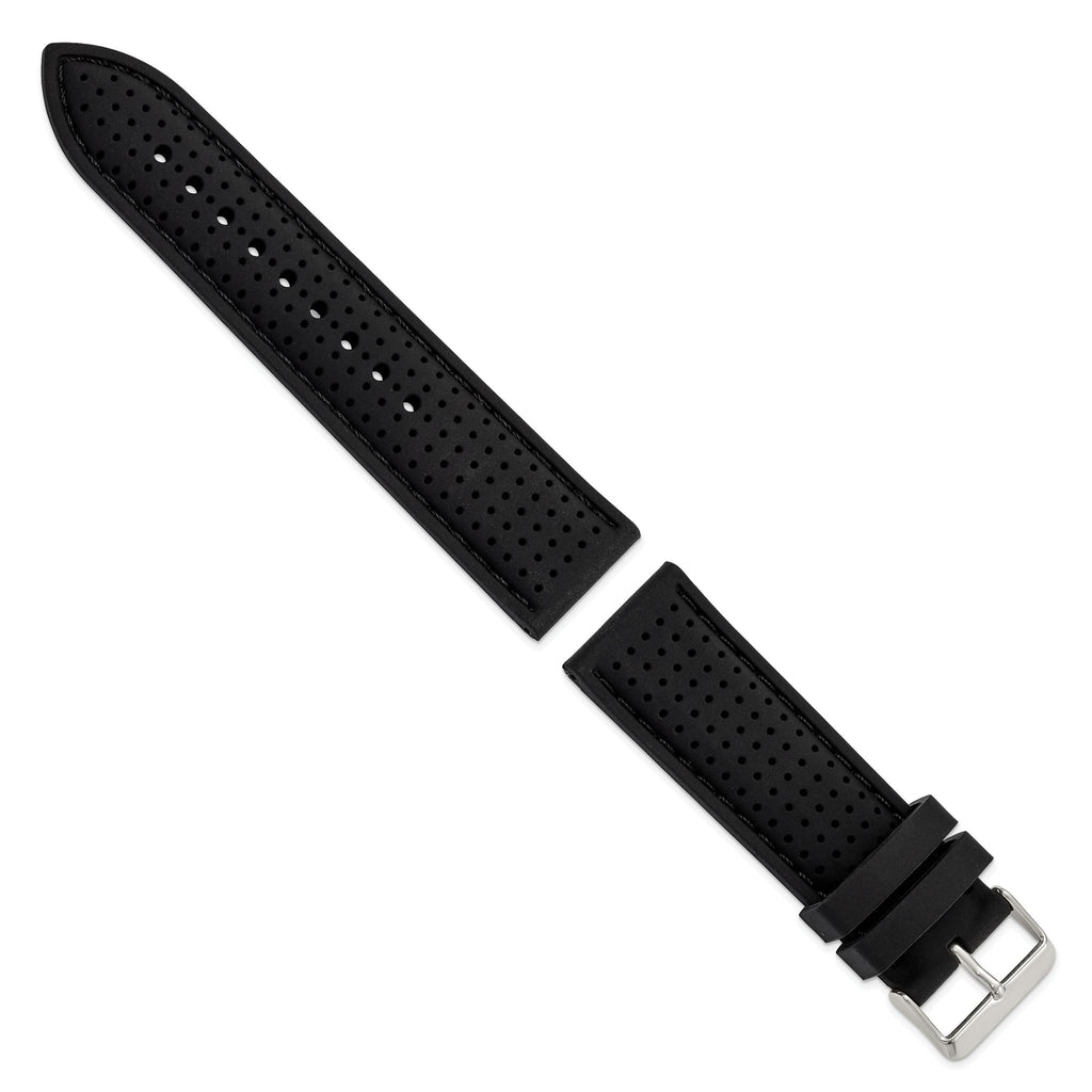 Ventilated Silicone Watch Band in Black, 24mm - Sophia Jewelers