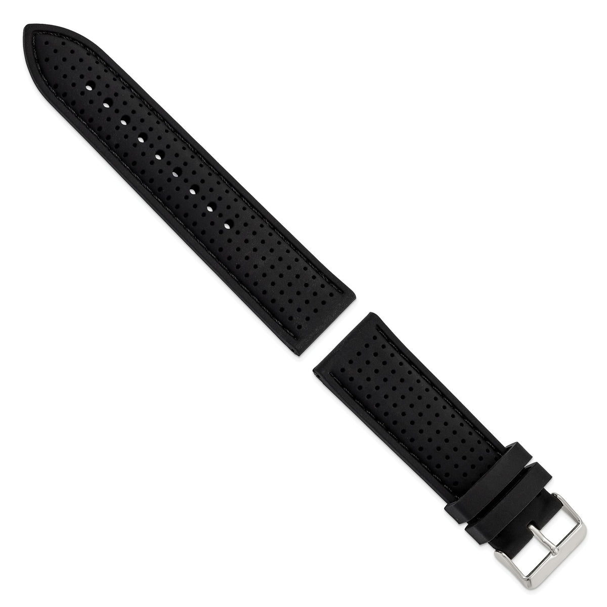 Ventilated Silicone Watch Band in Black, 24mm - Sophia Jewelers