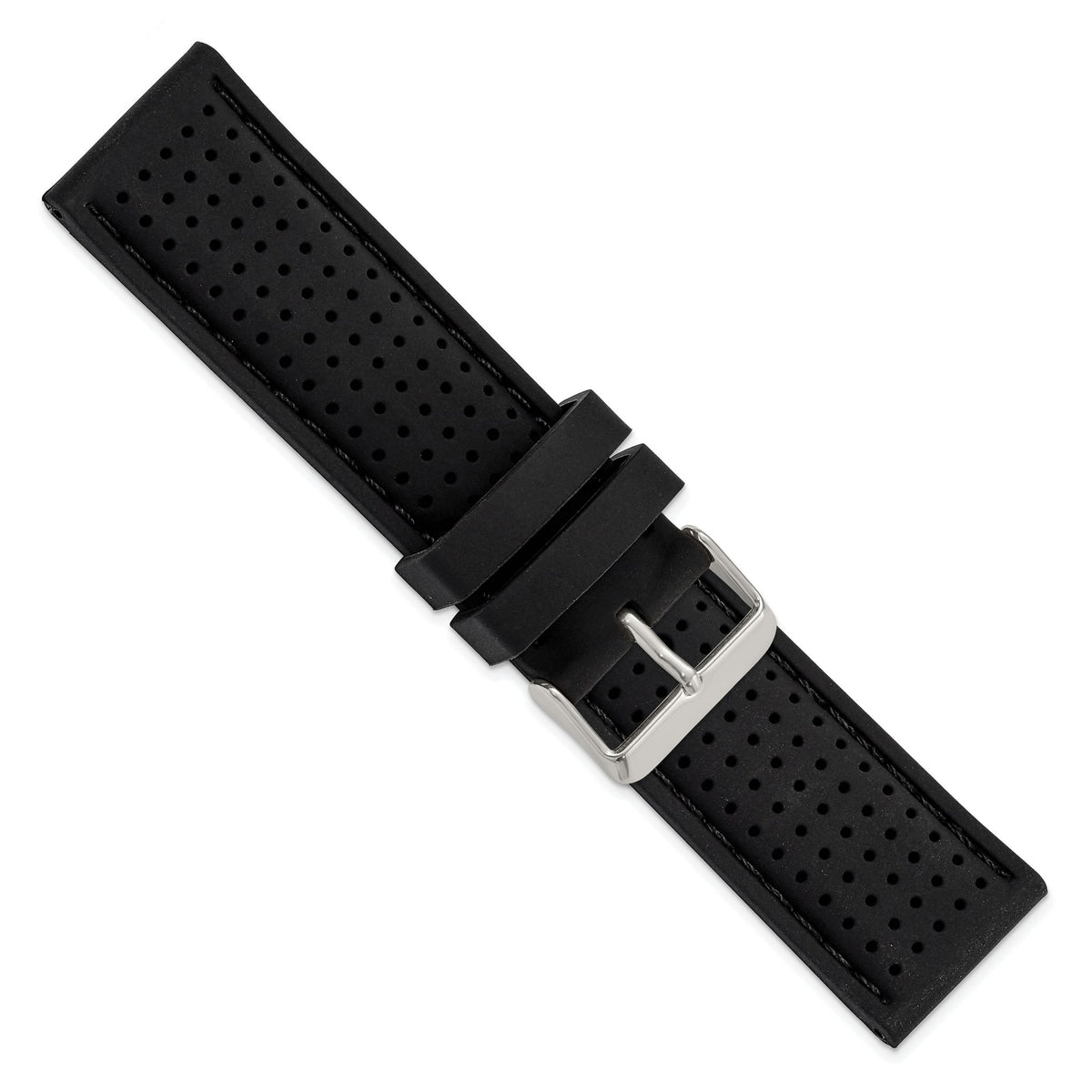 Ventilated Silicone Watch Band in Black, 24mm - Sophia Jewelers