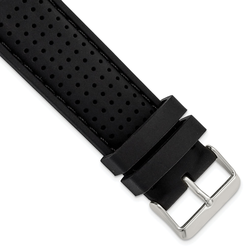 Ventilated Silicone Watch Band in Black, 24mm