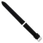 18mm Black Ventilated Silicone with Blue Stitching and Silver-tone Buckle 8 inch Watch Band