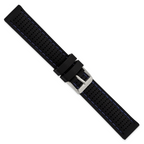 18mm Black Ventilated Silicone with Blue Stitching and Silver-tone Buckle 8 inch Watch Band