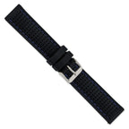 Ventilated Watch Band in Silicone Rubber with Blue Stitching Black - Sophia Jewelers