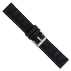 Ventilated Watch Band in Silicone Rubber with Blue Stitching Black - Sophia Jewelers