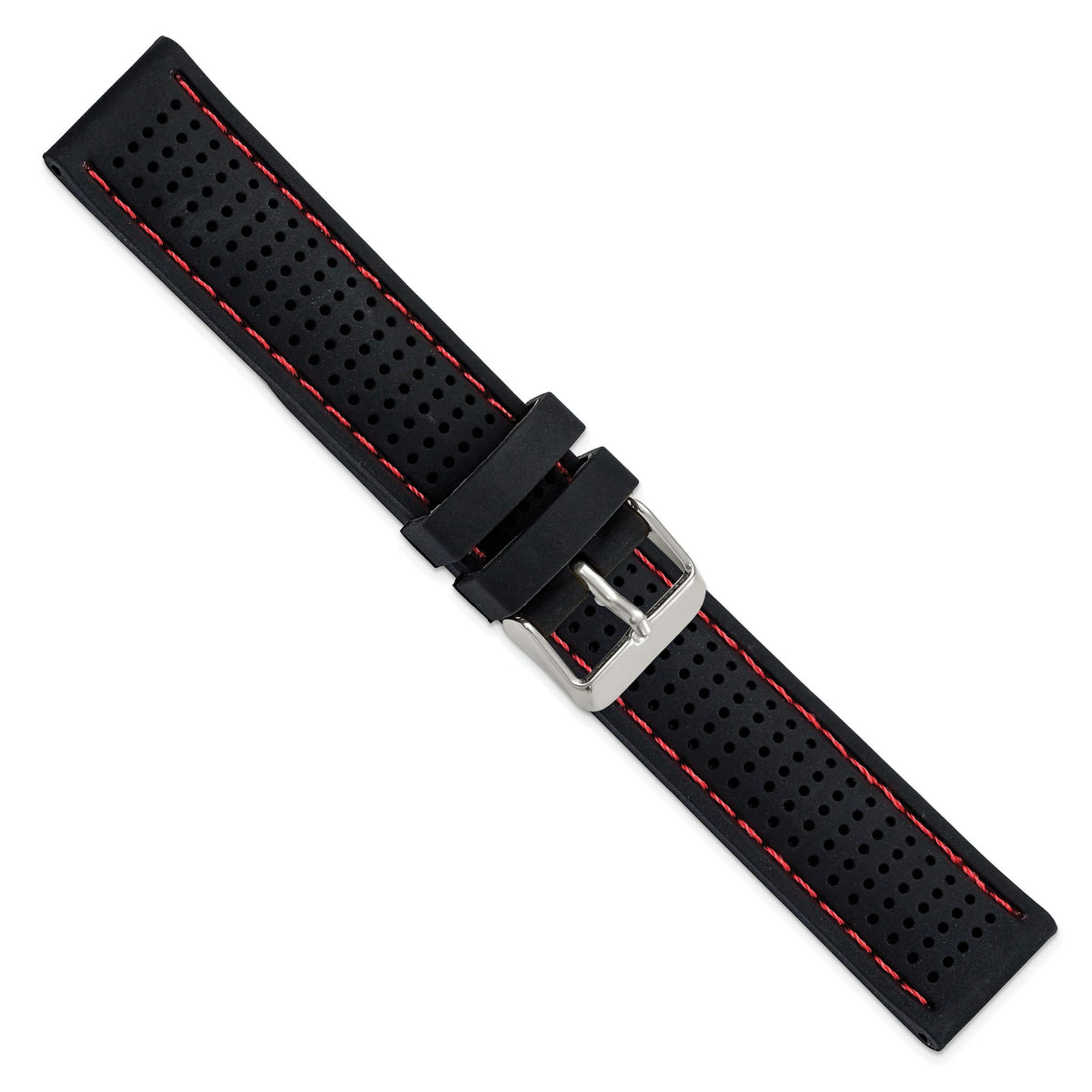 Ventilated Red Stitching Watch Band in Silicone Rubber - Sophia Jewelers