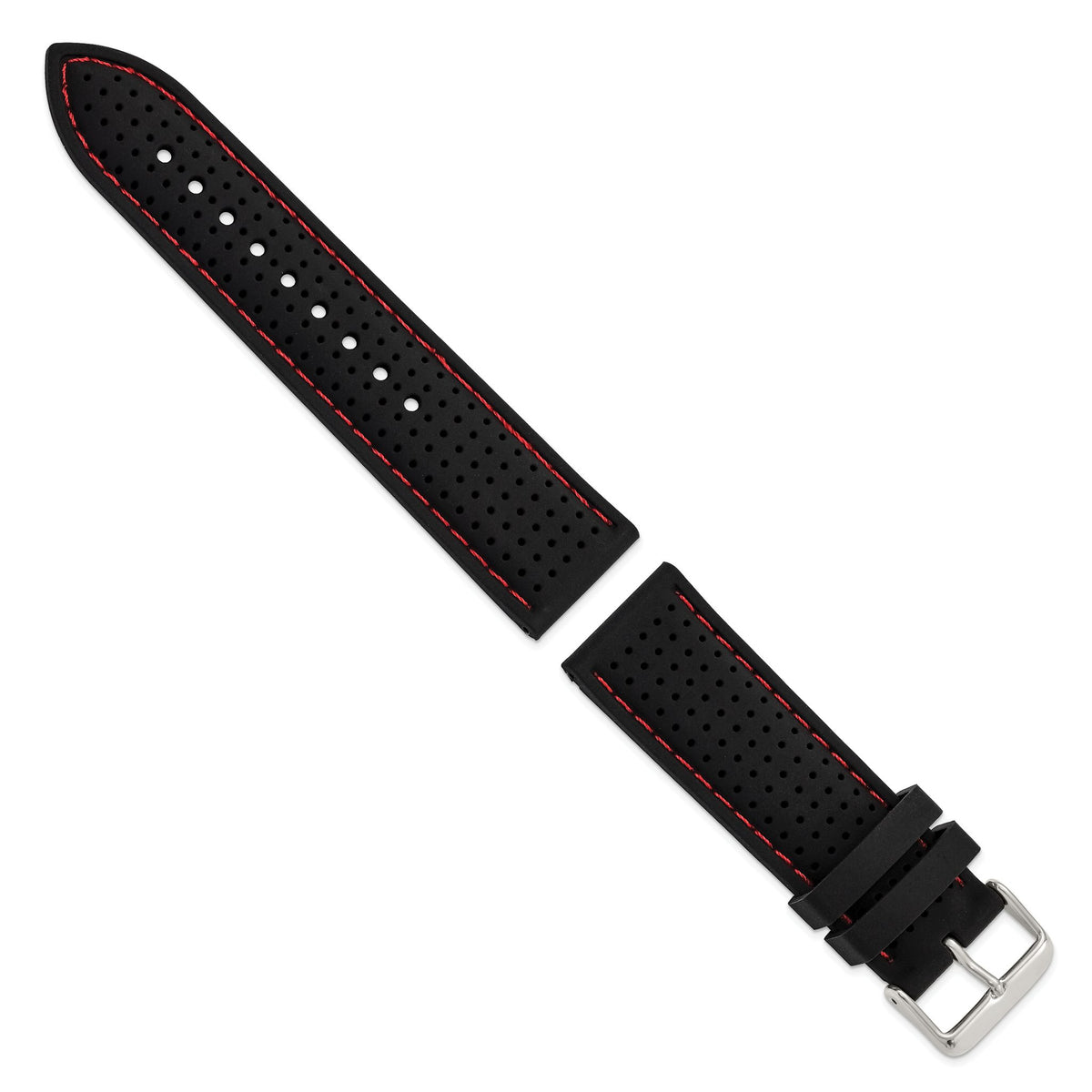Ventilated Red Stitching Watch Band in Silicone Rubber - Sophia Jewelers