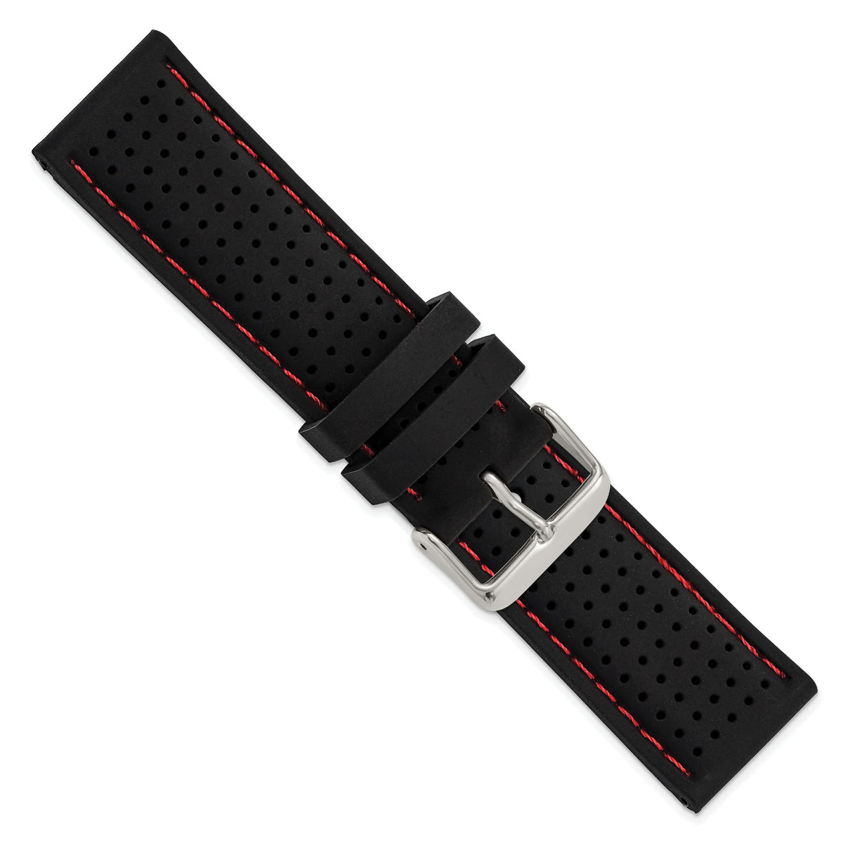 Ventilated Red Stitching Watch Band in Silicone Rubber - Sophia Jewelers