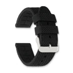 22mm Black Textured Silicone with Black Stitching and Silver-tone Buckle 8 inch Watch Band