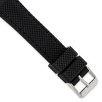18mm Black Textured Silicone with Black Stitching and Silver-tone Buckle 8 inch Watch Band
