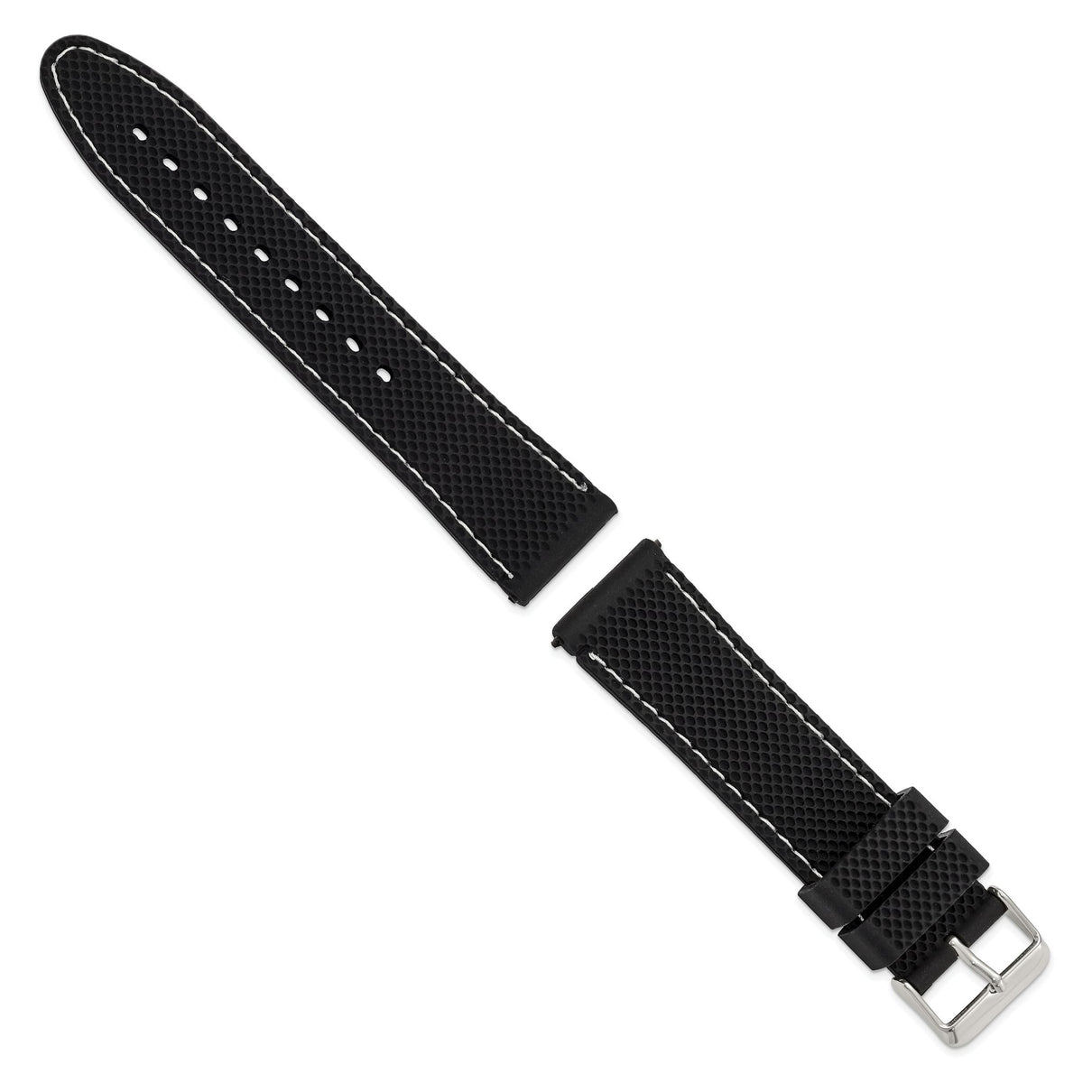 White Black Watch Band in Silicone Rubber, Textured - Sophia Jewelers