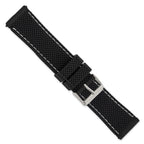 White Black Watch Band in Silicone Rubber, Textured - Sophia Jewelers